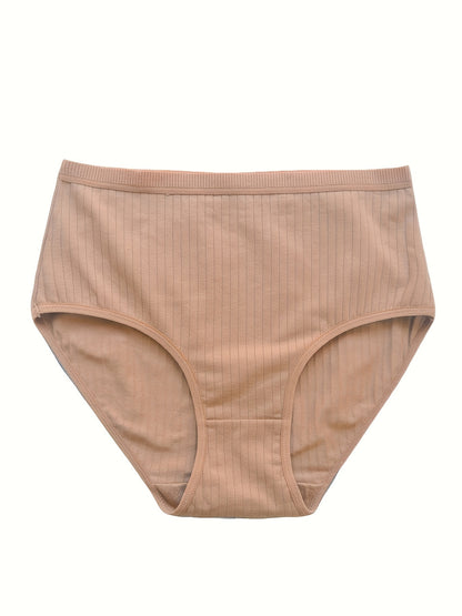 8pcs Solid Simple High Rise Briefs, Comfy Breathable Stretchy Intimates Panties, Women'S Lingerie & Underwear