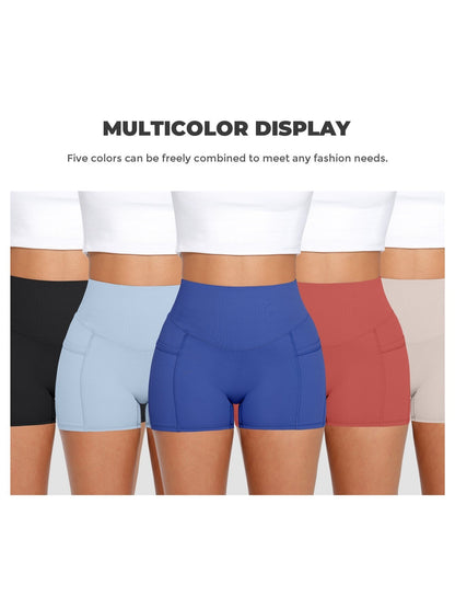 1Pc Women'S High-Waist Stretchy Athletic Shorts, Breathable Compression Bike Yoga Workout Shorts