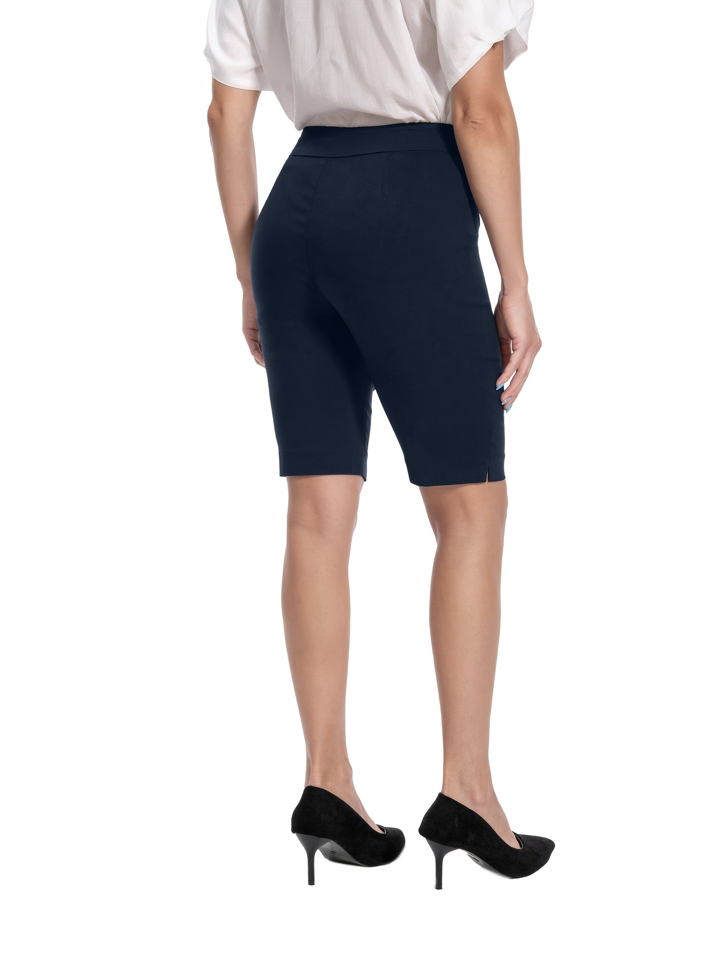 Women'S Petite SizePull-On Dress Shorts W/D-Ring, Work & Office Casual