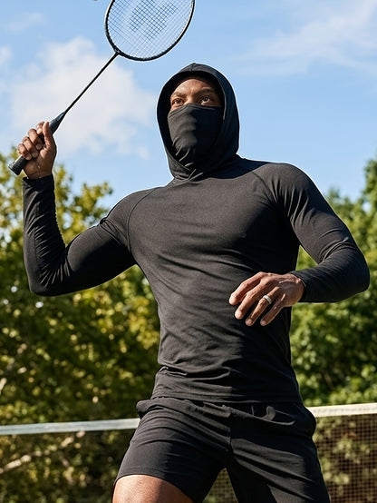 6pcs Men's Outdoor Hoodie with Windproof Face Shield Design, Shaping Body, Breathable And Quick Drying, Essential T-shirt for Outdoor Travel, Fishing, Outdoor Exploration, And Exercise.