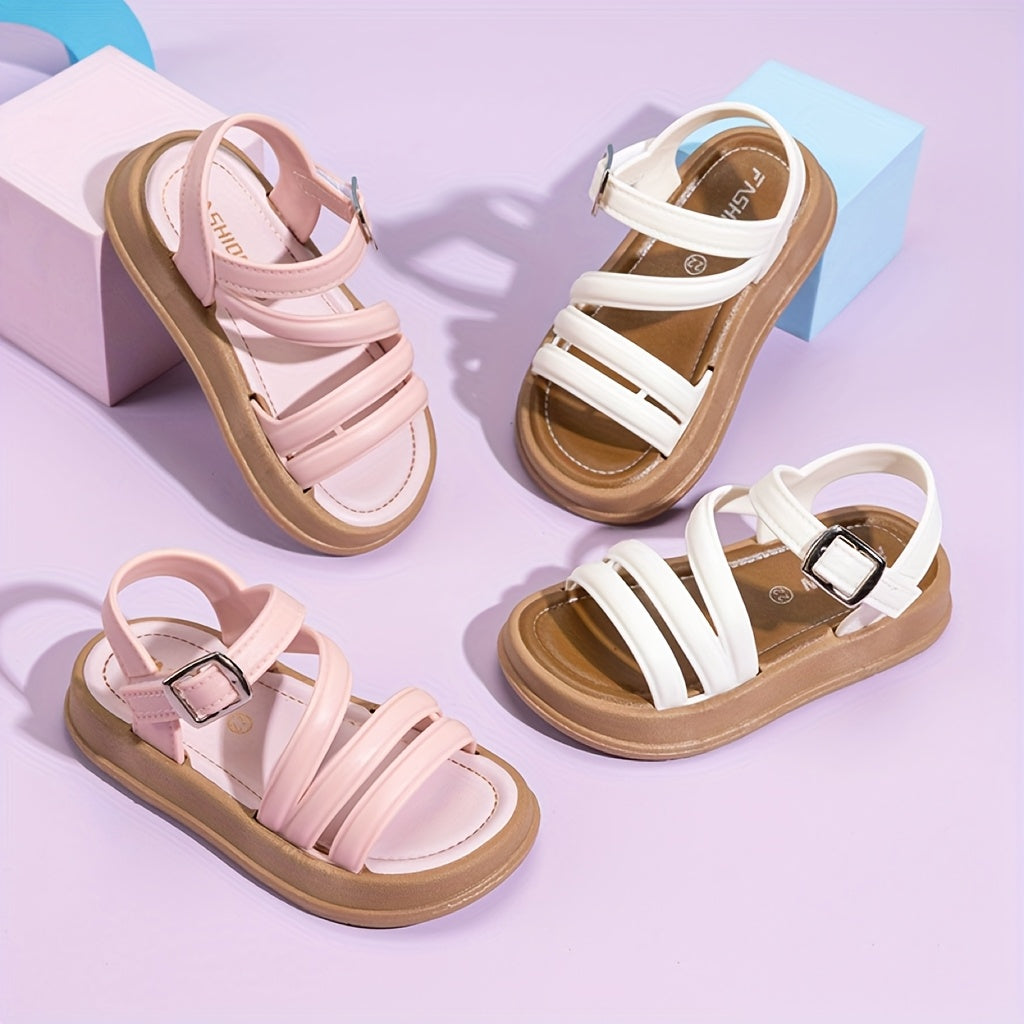 Girls' Sandals New Fashionable Versatile Easy Solid Color Princess Shoes Soft Bottom Comfortable Sandals