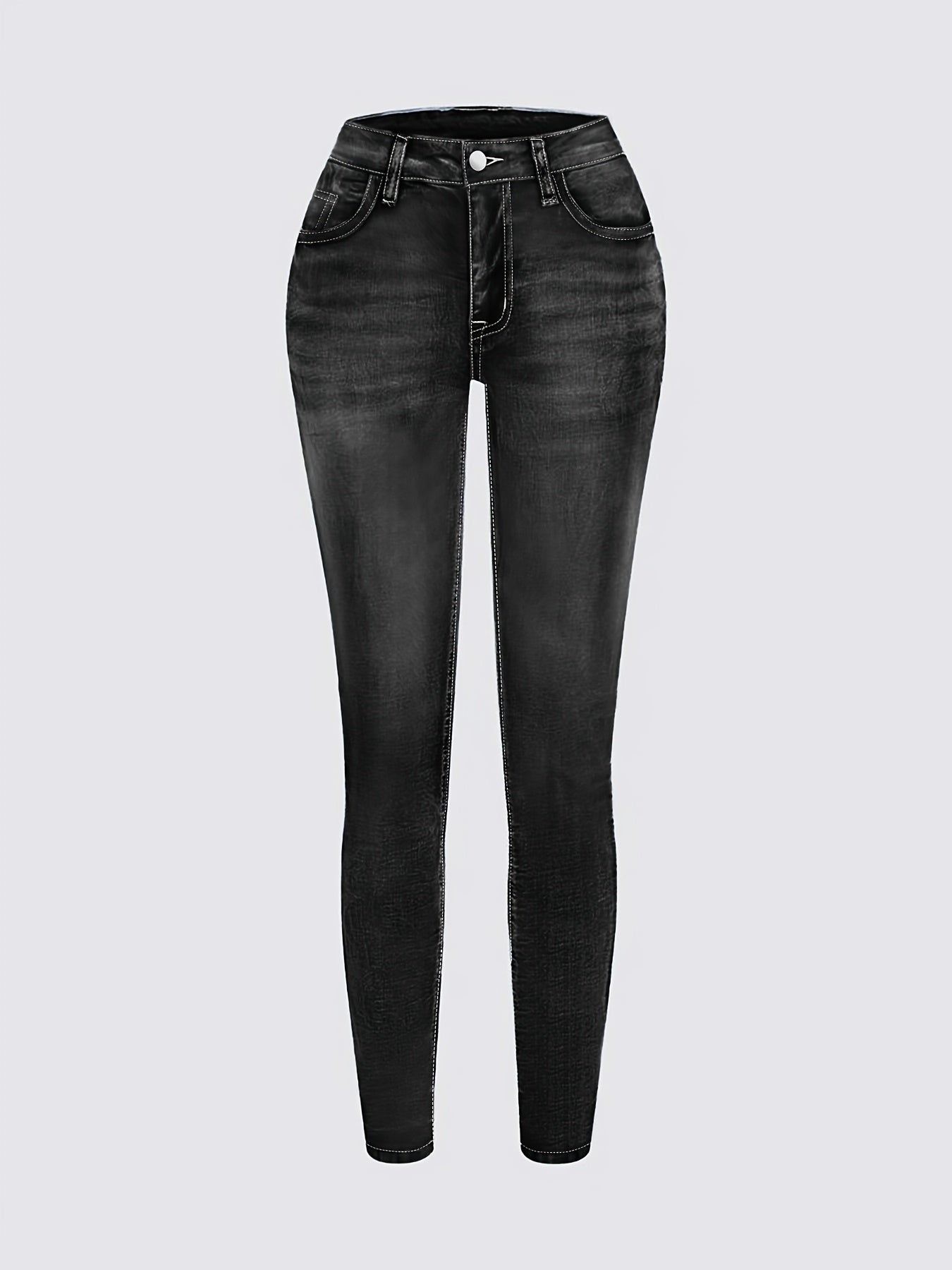 Women's Bright Steel Blue Denim High-Waist Slim-Fit Jeans - product view 27