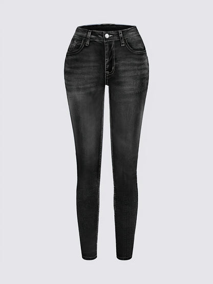 Women's Bright Steel Blue Denim High-Waist Slim-Fit Jeans - product view 27