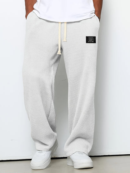 Men's Loose-Fit Wide-Leg & Straight-Leg Sweatpants - Elastic Straight-Leg Trousers with Wide Base, Adjustable Waist, Solid Color Casual Pants Suitable for Spring/Autumn, Machine Washable for Gym,, Casual Attire