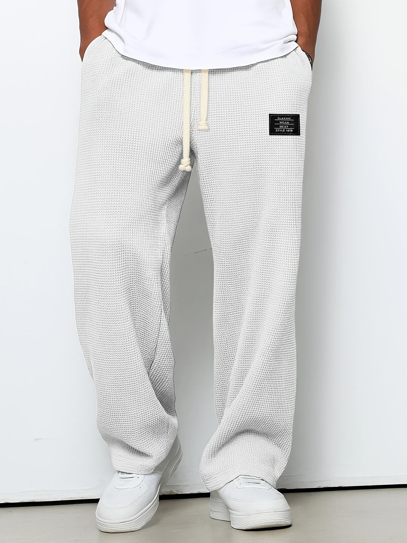 Men'S Fashion Brands Loose Drooping Straight Sweatpants, Wide Leg Casual Exercise Trousers