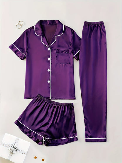 Women's Champagne Satin Short-Sleeve Pants - product view 9