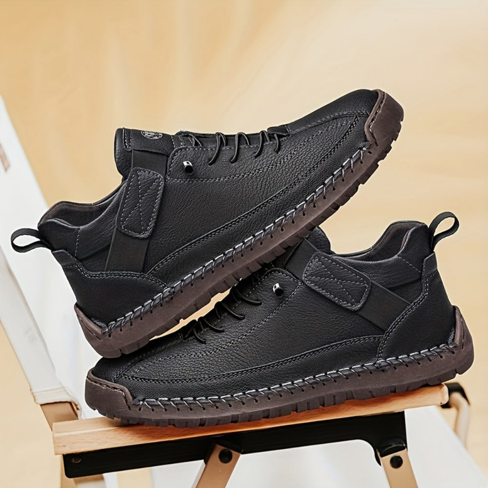 Men's High-Top Casual Ankle Boots - Elastic Closure and Rubber Sole