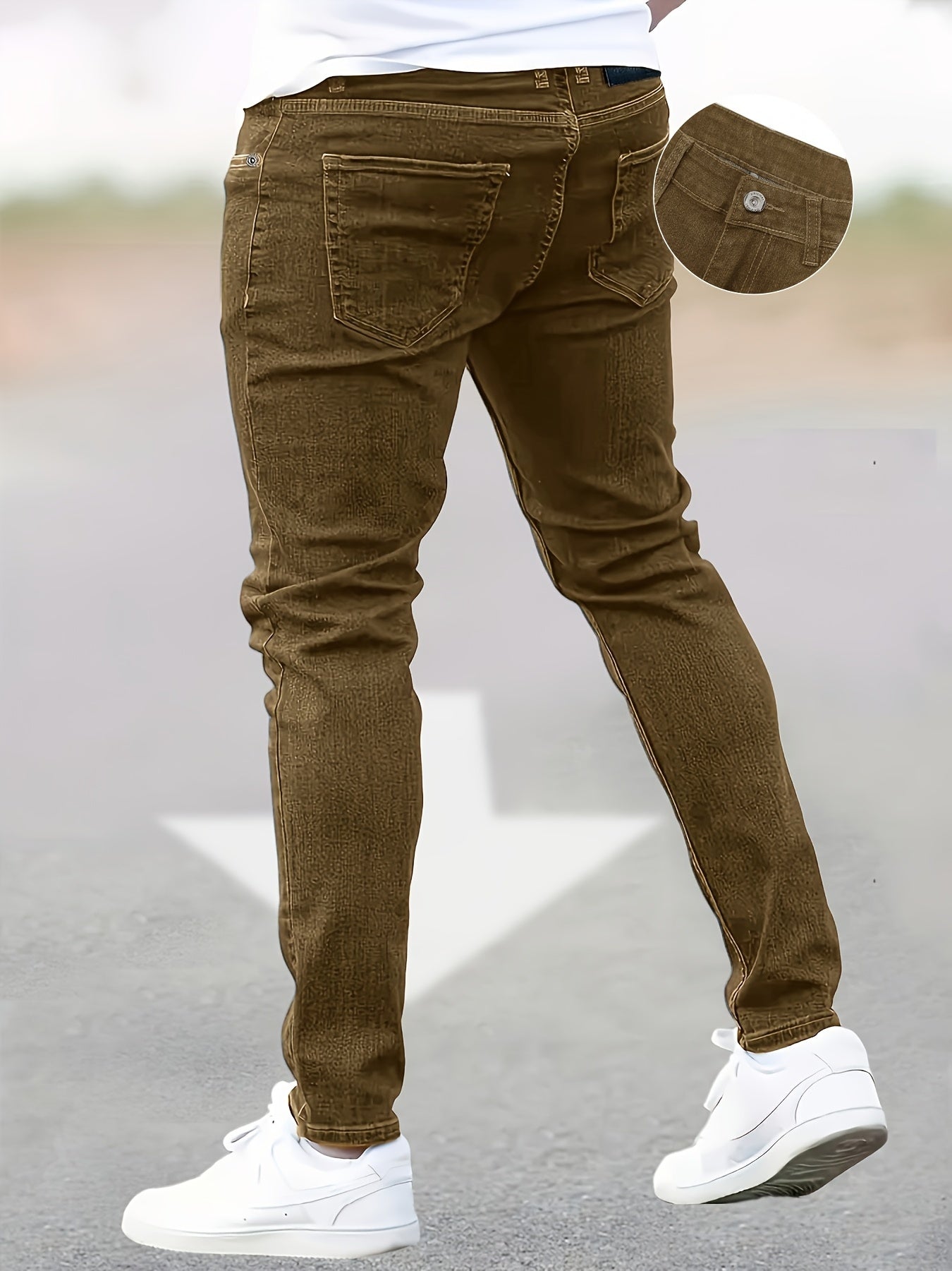 3pcs Men's Slim Fit Jeans - Heavy- Washed Streetwear Pants Suitable for All Seasons, Stretchable Basic Style with Washed, Year-Round Wear for Casual & -Casual Outfits