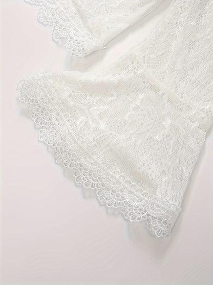 Women's Elegant Lace Cardigan - Semi-Sheer Floral Wedding shawl, Lightweight Bridal Shawl for Bridesmaids, Half-Sleeve Open Front Closure, Formal Party Wrap in, Perfect for Weddings, Proms, Galas - Bridal Party Accessory, Semitransparent Fabric, Prom Acce
