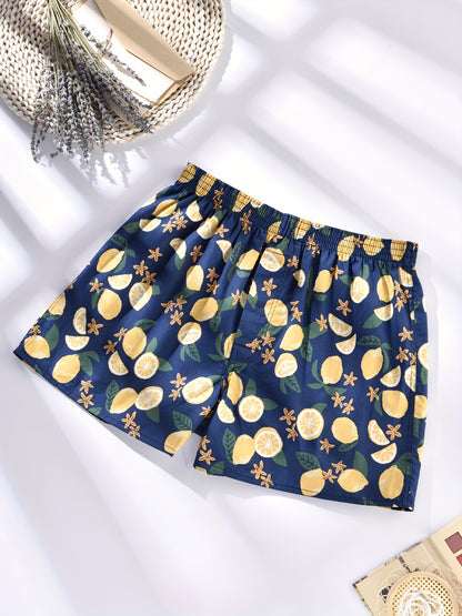 6-Pack Men's Cotton Boxer Shorts with Random Fruit Print - Loose Cut No Binding, Breathable Casual Underwear for Casual Attire, Machine Washable, Comfortable Homewear | Playful Print Design | Soft Texture underwear boxer shorts