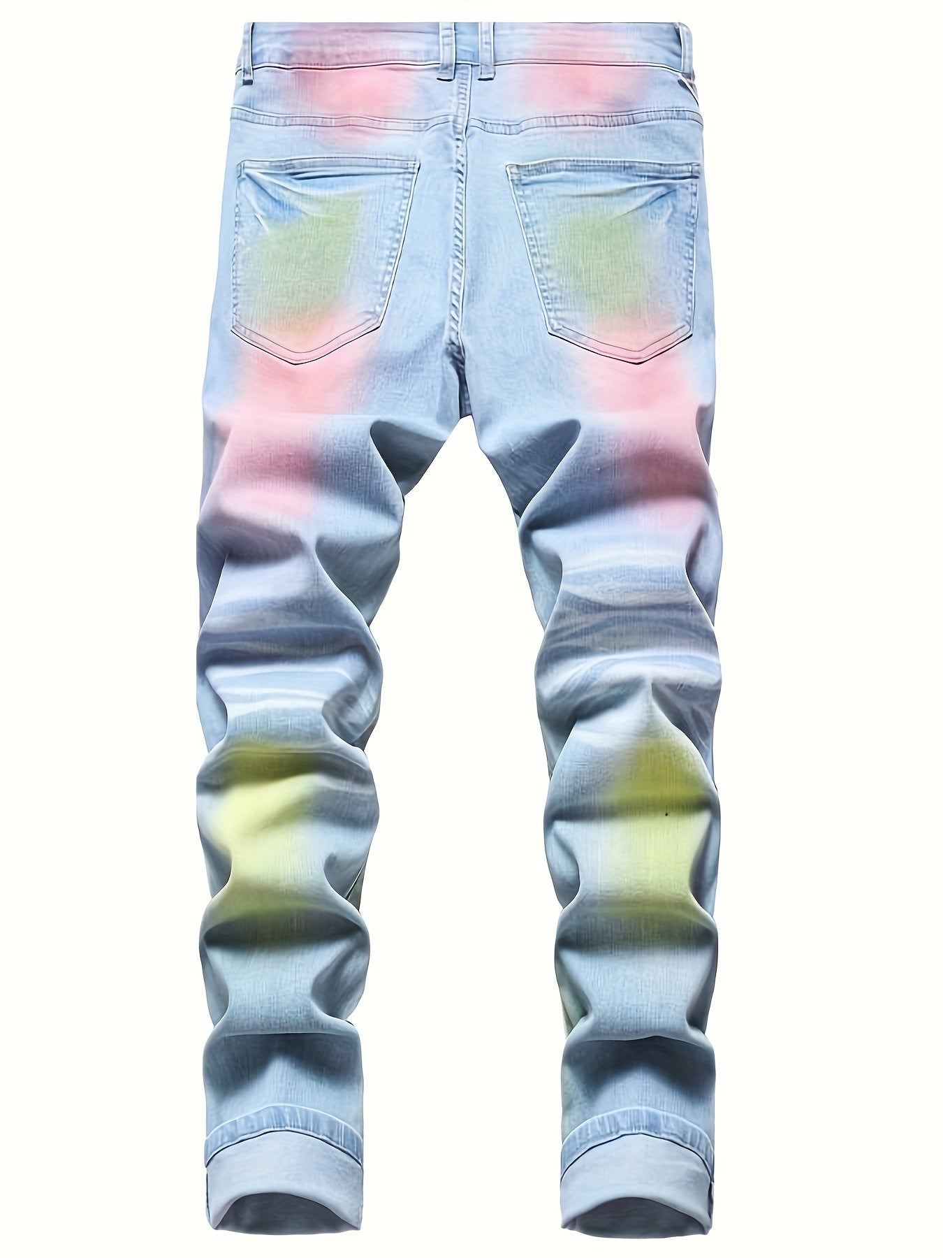 Men's Colorful Ripped Elasticity Skinny Wild Jeans - Stretchy Denim Fabric - For Fashionable Men - Perfect for Casual Wear - Great Gift for Trendsetters
