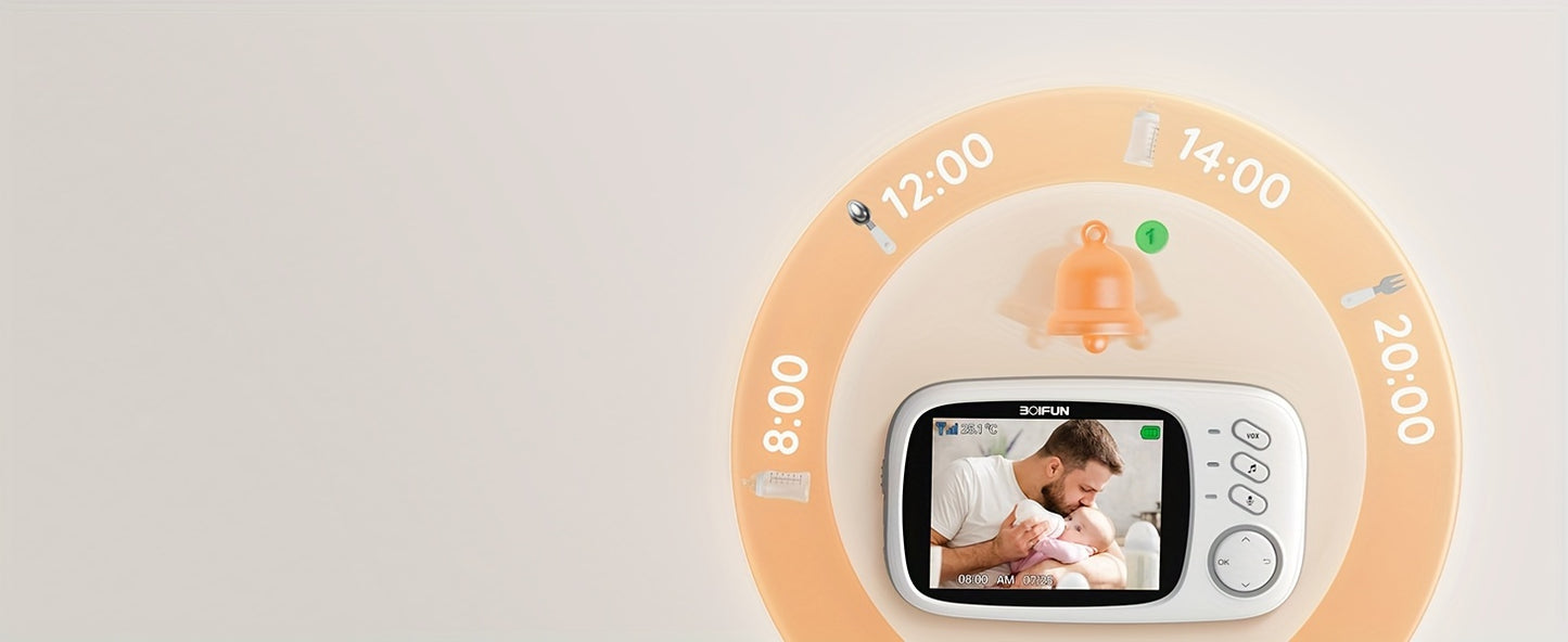 BOIFUN Smart Monitor Camera with Night Vision & Two-Way Audio, WiFi-Free Video System, Rechargeable Battery, Temperature, Smart Lullabies Suitable for for / Smartphones, Child/Pet Camera