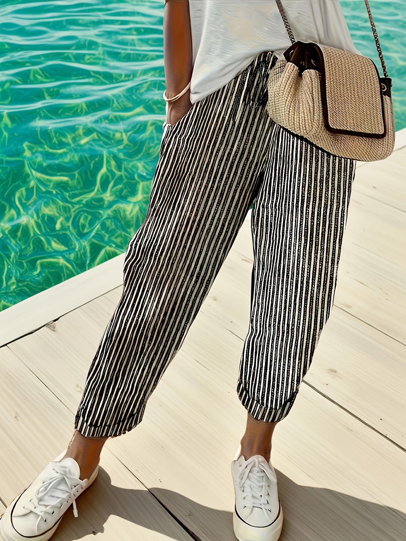 Two-Pack - Color Striped Casual Nine-Pants
