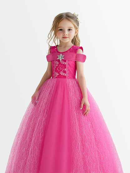 Girls Light Up Princess Carnival Party Dress Up Wireless Voice Smart Control LED Dress Christmas Halloween Prom Dress (Batteries Not Included)