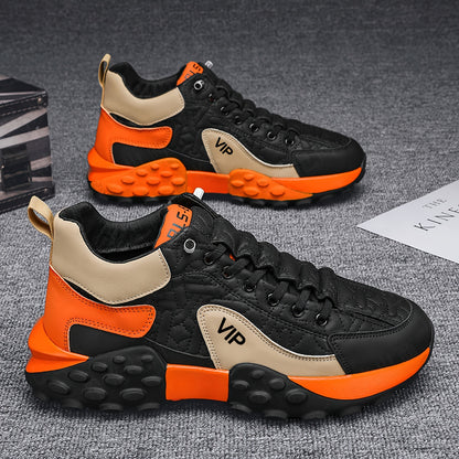 Men's Thick-Soled Slip-On/Daddy Shoes - Non-Slip Chunky Platform Sneakers Suitable for Casual Wear, Training & Year-Round Use - Low-Top Round Toe Comfortable Shoes with Enhanced Sole for Height Increase & Style ()