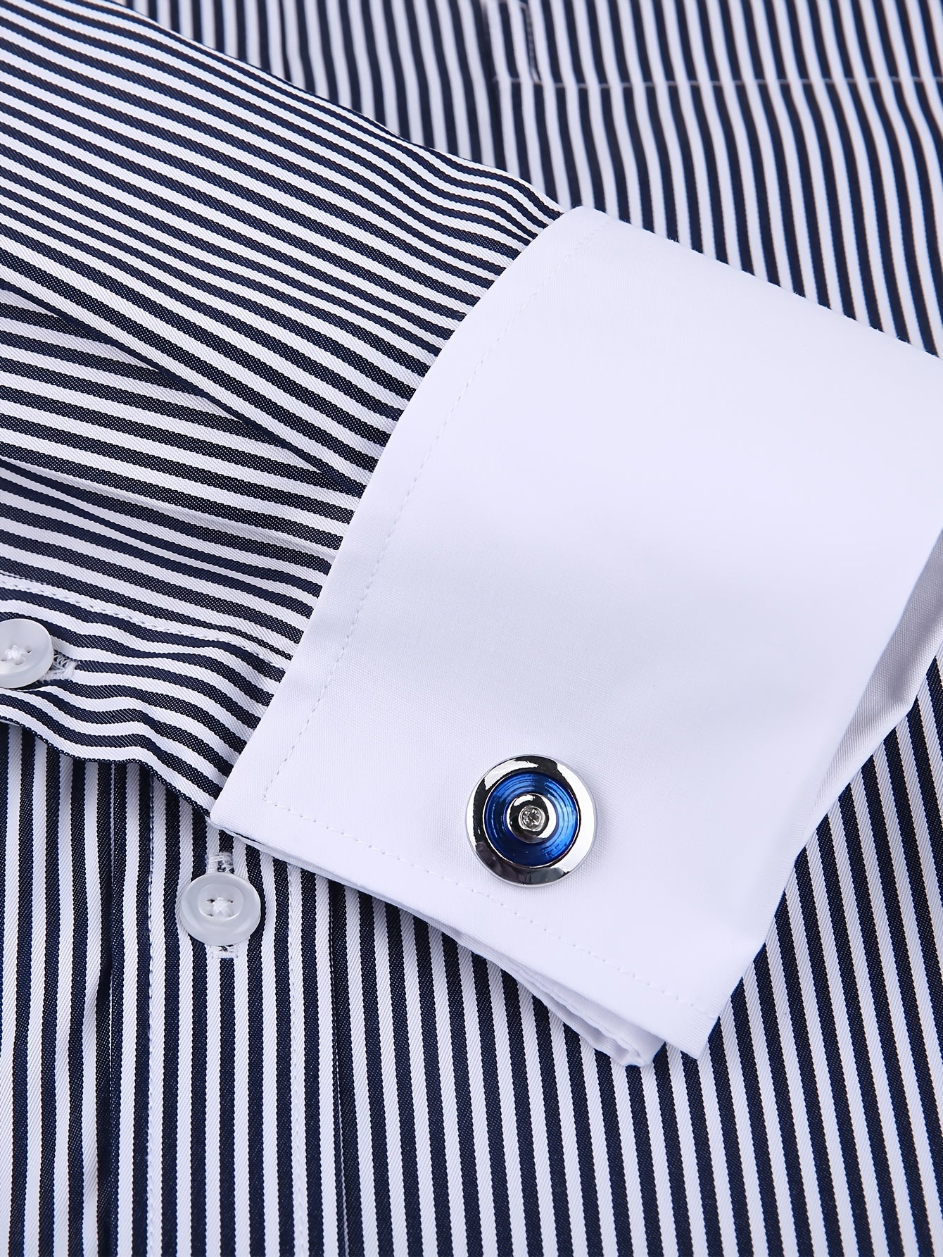 2026 French Cuff Dress Shirt 1pc For Men With FREE Random Cufflinks Set - Luxury Formal Wedding Shirt, Business Office Elegant Attire