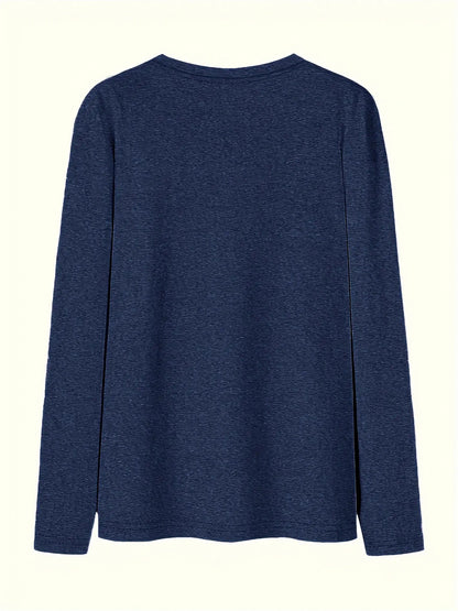 Women'S Casual Sweatshirt, Printed Design - All Seasons, Medium Stretch, Round Neck, Long Sleeve Top