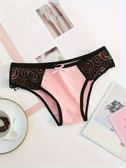 6pcs Women's Low-Rise Seamless Underwear - Briefs with Lace Edge Bow Accent, Soft Low Waist Panty for Daily Wear, Sports & Gym - Non- Full Coverage (6pcs) - Hand Washable, Stock up & Save!