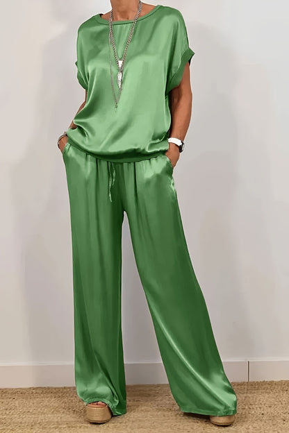 Spring/Summer New Trendy Loose Shirt, Wide Leg Pants, Casual Set