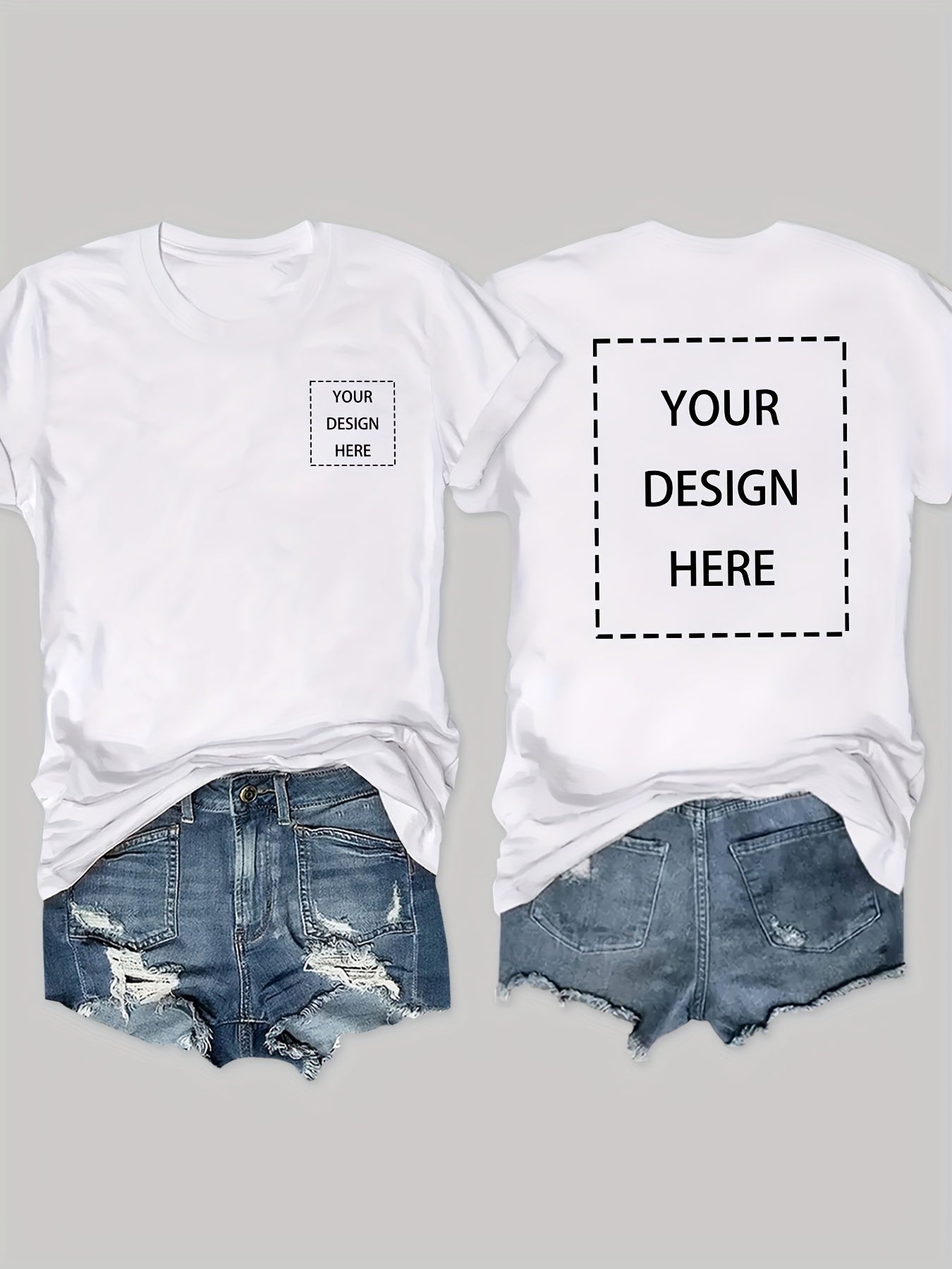 Customizable Women'S Geometric Print Crew Neck Short Sleeve T-Shirt - Soft Pink Casual Elegant Top, Machine Washable Comfort Fit, Personalized Design, Perfect for Spring/Summer/Fall, Casual Wear|Casual Style|Medium Stretch Fabric