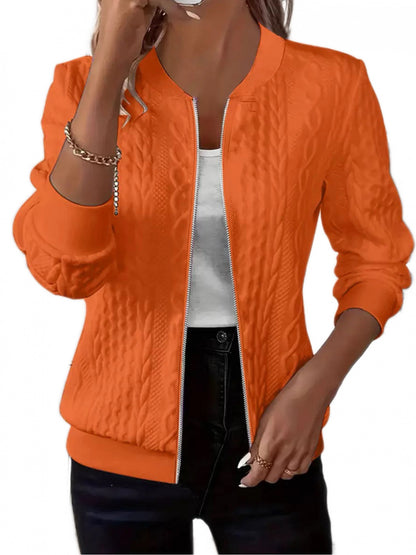 Chic Solid Jacket for Women Featuring a Zipper And Baseball Collar, Suitable for Machine Washing. Ideal for Spring And Autumn Wear, Perfect for Both Casual And Formal Occasions