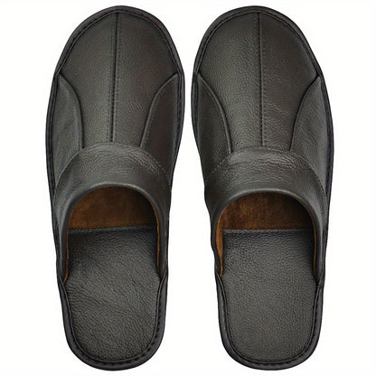 Genuine Leather Slippers Non-slip Genuine Leather Slippers Winter Spring Autumn Summer Indoor Slipper for Men Women Elderly | Casual Single Slides Shoes
