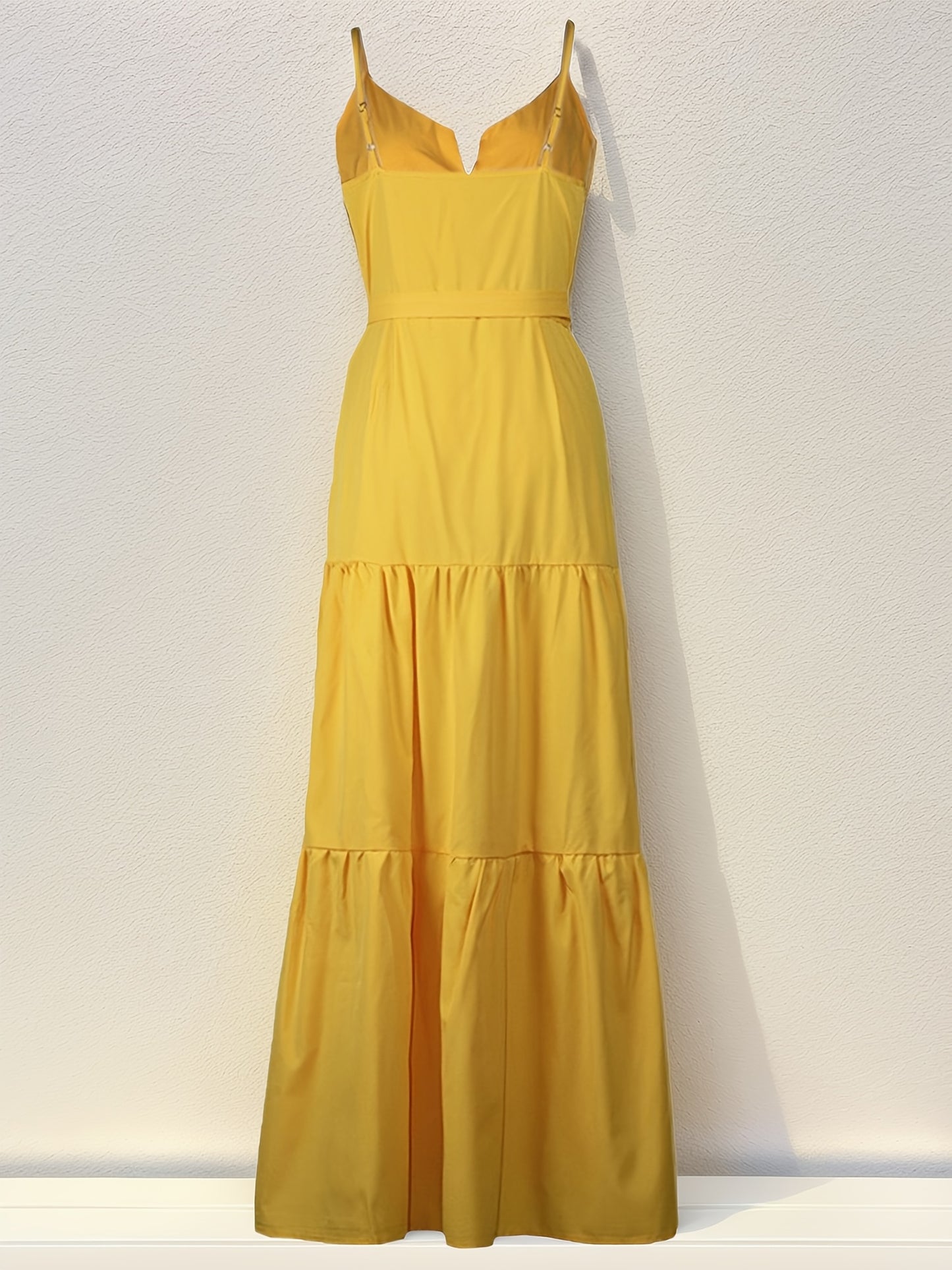 [Summer Suspender Dress] Level 1 Directional Women's Summer Solid Color Buttoned Waist Layered Suspender Dress