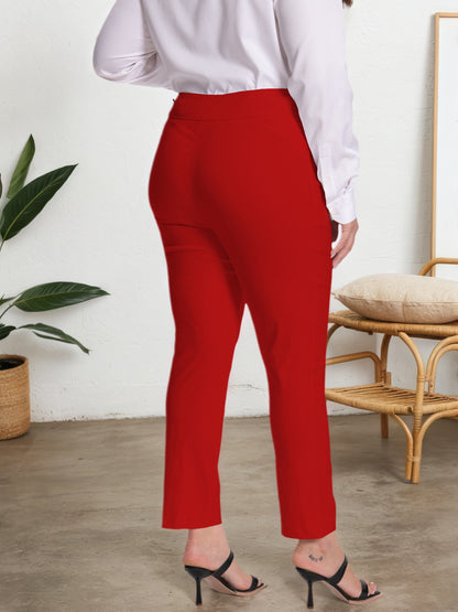 Plus Size - Plus Size - Women Pull on Pant with Silver During Super Stretch Soft Millennium Fabric to Work Ankle Pant