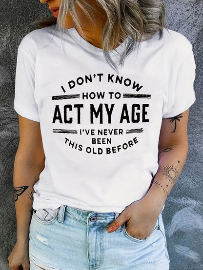 Trendy Women'S T-Shirt with Letter Design - Comfortable And Casual Short Sleeve Crew Neck Top for Daily Use And Fashionable Layering