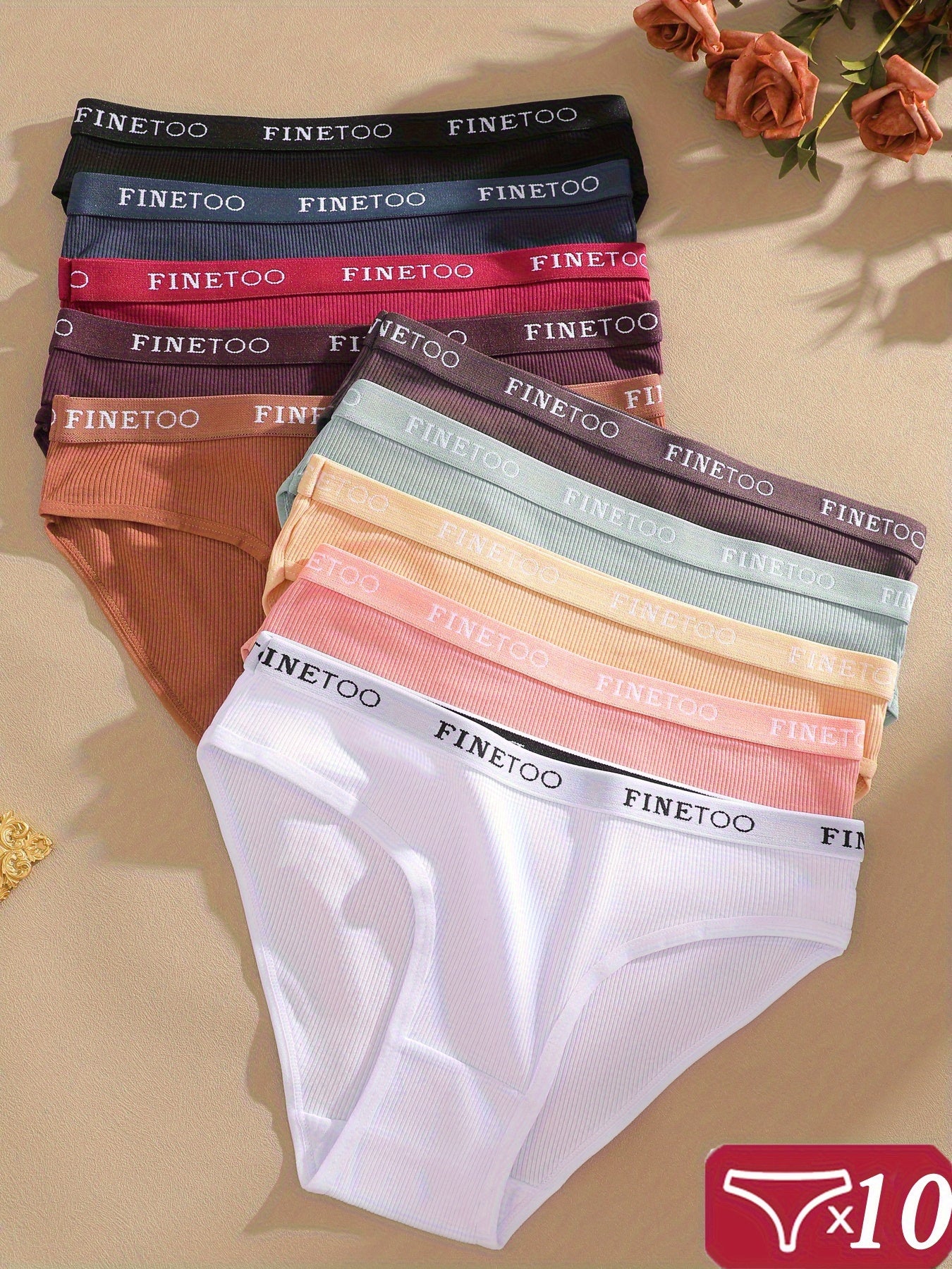[Breathable Soft Underwear] 10pcs Panties Low Waist Panties for Women Breathable Briefs Cute Soft Underwear