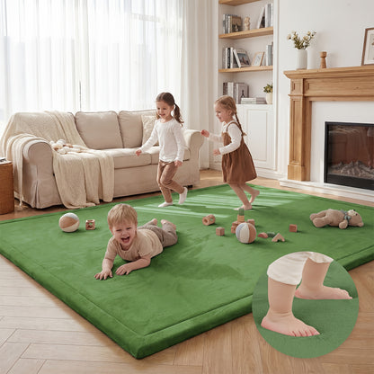 Extra Large Baby Play Mat, Non-Slip Coral Velvet Area Rug, Soft Crawling Rugs for Kids, Infants, 50X50 Inch Foam Mat for Playpen, Yoga Mat, 1pc Japanese Tatami Floor Mat, 1.1 Inch Thick Mellow Mat