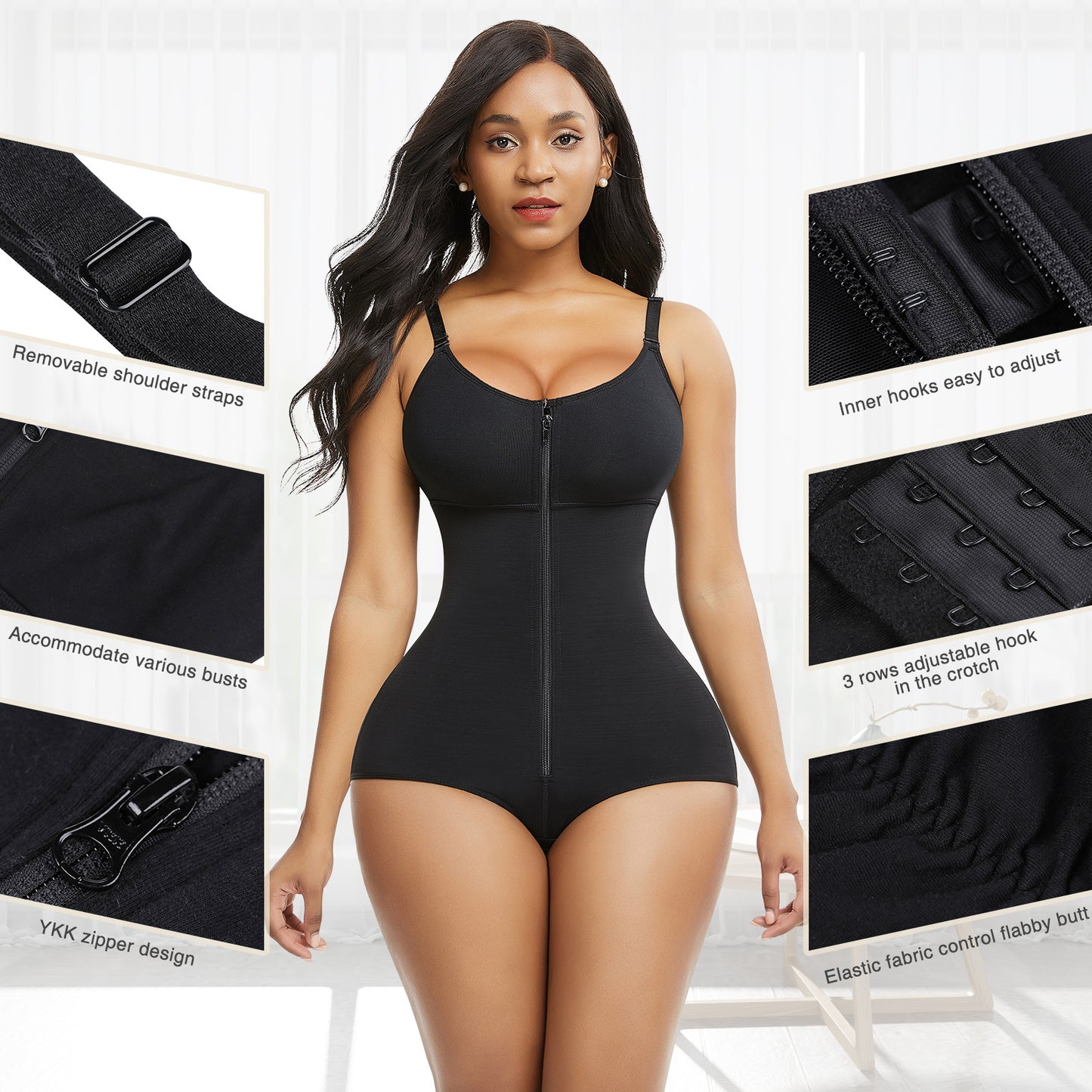 Colombianas Body Shaper Tummy Control Shapewear Zipper Full Bust Corset Bodysuits