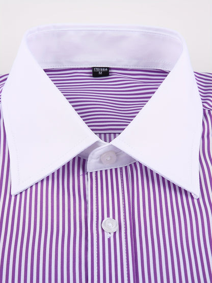 2025 New Men'S French Shirt Double-Barrel Sleeve Business Formal with Premium Cufflinks, Wedding Banquet Office Elegant Slim Fit