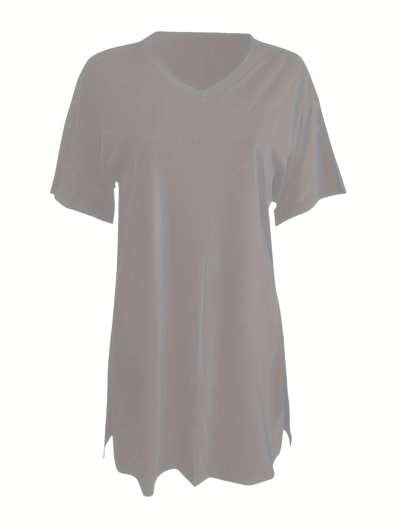 Two-Piece Outfit for Plus-Size Women Featuring a Casual V-Neck Short-Sleeve Top with Side Slits And Drawstring Leggings, Made from Comfortable, Ideal for Everyday Wear
