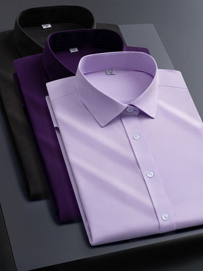 3pcs Men'S Stretch Long Sleeve Business Casual Dress Shirts