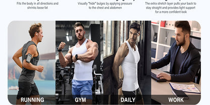 3pcs Pack Men's Compression Shaping Vest - Tummy Control Slimming Shirt, Muscle Enhancing Workout Tank Top Suitable for Gym, Post-Surgery & Casual Attire - Discreet Shapewear (Machine Washable)