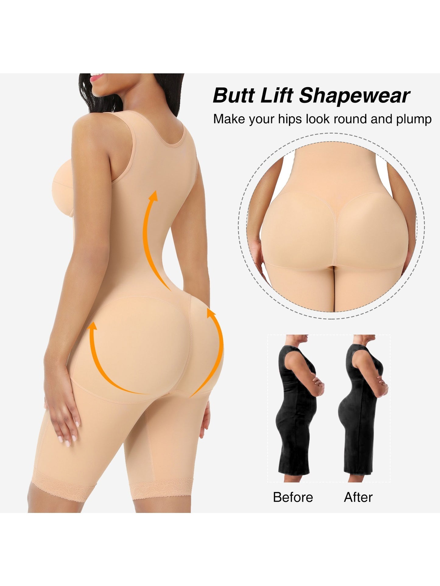 Tummy Control Body Shaper Compression Butt Lifter Shapewear