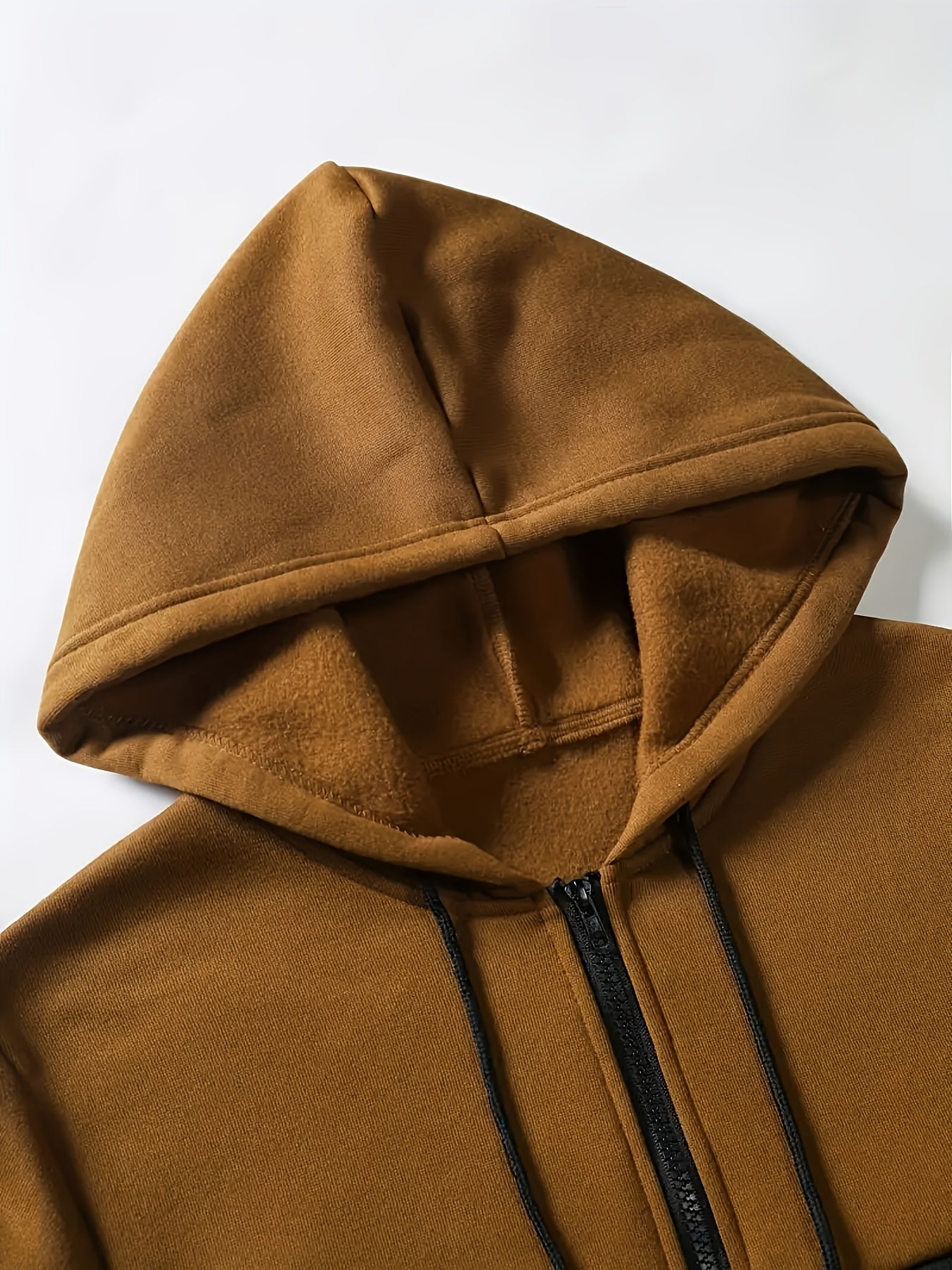 Men'S Clothing, Contrasting Long-Sleeve Zip-Up Hooded Jacket And Drawstring Pants Two-Piece Set for The Outdoors