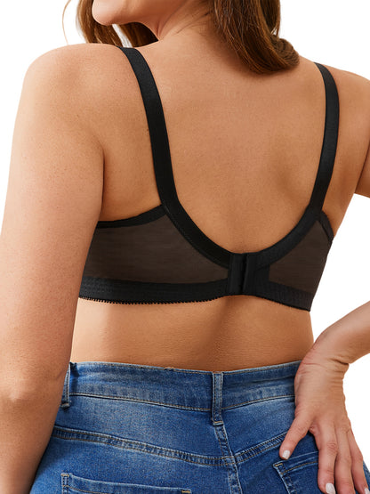 2pcs Set Plus-Size Women'S Underwire Bras, Comfortable And Breathable U-Shaped Back Design, with Adjustable Straps, Elegant Everyday Supportive Close-Fitting Underwear, Comfortable Lingerie, Non-Padded Bras