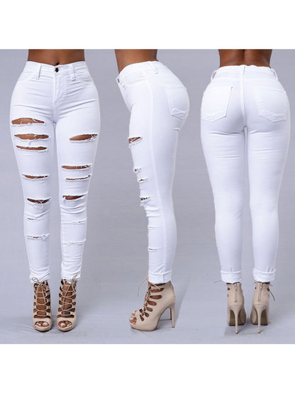 2025Women's Ripped Skinny Jeans, High Waist Stretch Denim Pants - Slim Fit Casual Style for Casual Attire Elegant,, Sexy