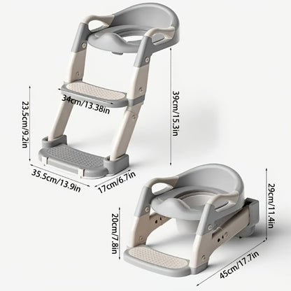 3-in-1 Toddler Potty Training Seat - Foldable Steps and Safety Harness
