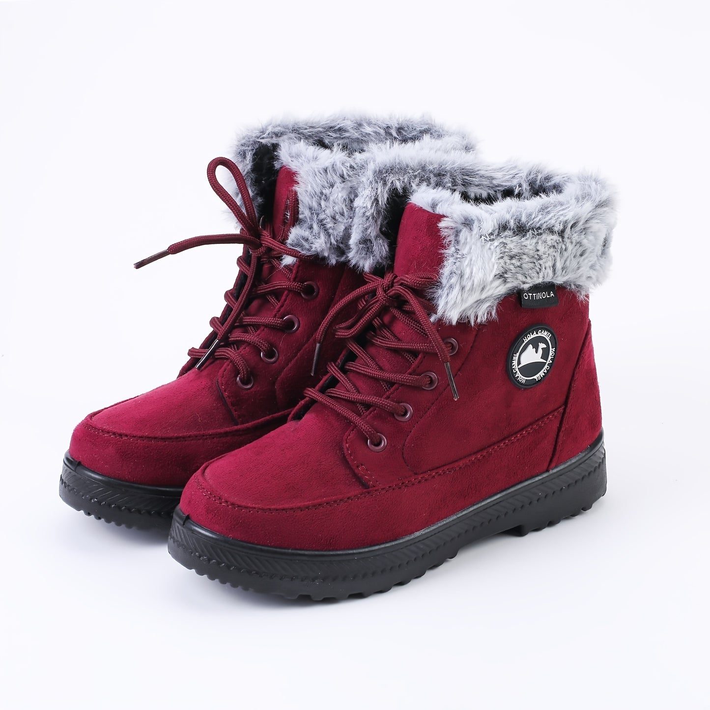 Women's Warm Snow Boots with Plush Lining - Non-Slip PU Sole, Round Toe Winter Outdoor Activity Boots, Black, Red, Navy Blue Warm Ankle Boots, Comfortable Shoes for Snow Wear, Women Shoes