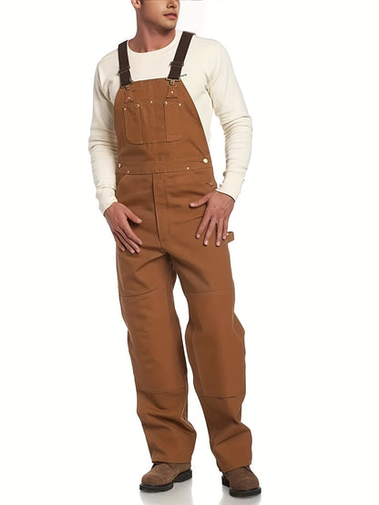 Men'S Brown Oxford Overalls - Multi-Pocket Workwear with Adjustable Straps And Waist, Durable for Farm/Ranch, Motorcycle And Outdoor - Perfect Birthday And Father'S Day Gift