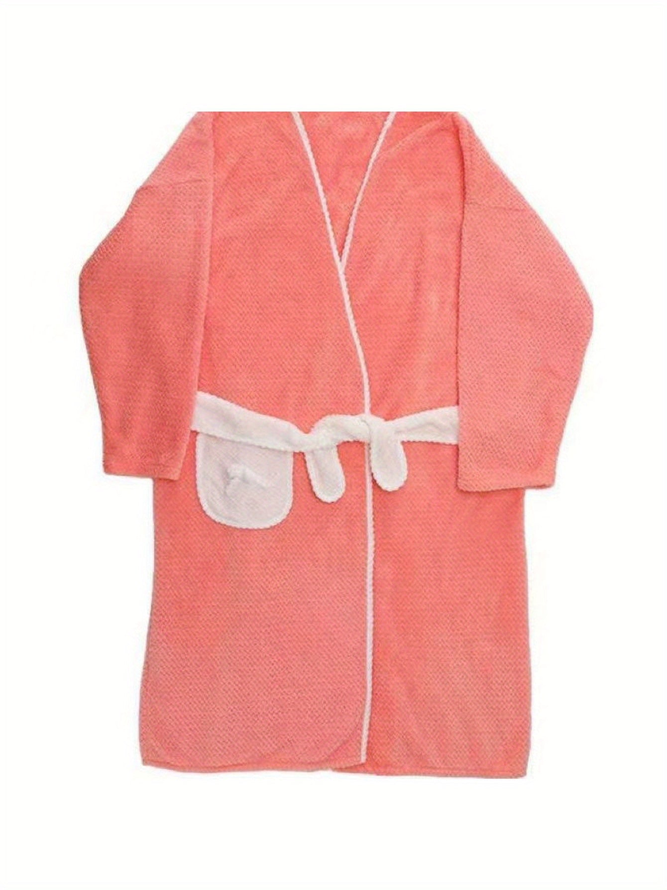 1 Women's super soft absorbent long-sleeved bathrobe - quick-drying, cartoon pineapple plaid design with straps, perfect for home comfort