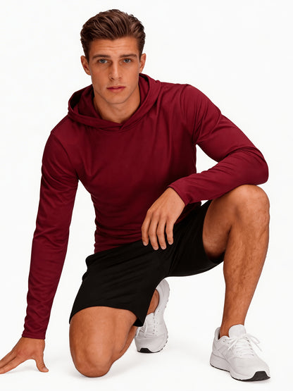 6-Pc Men'S Long-Sleeve Solid Color Hooded Comfort T-Shirt, Made of Soft And Breathable Fabric, Plus Size