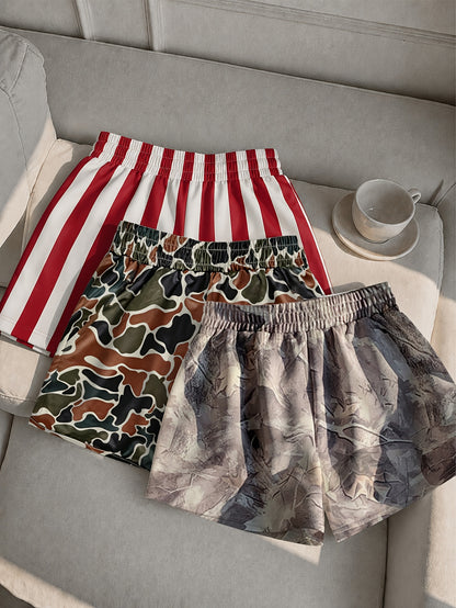 3pcs Women's Camo Print Shorts - Short Length Athletic Running Shorts with Camouflage, Beltless & Machine Washable Fabric Suitable for Gym, Outdoor, Casual Attire, Casual Shorts Pack