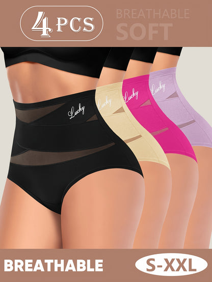 4pcs Women'S High Waist Shapewear Panties - Soft, Stretchy Tummy Control, Hip Lift, Breathable, Adjustable, Comfortable Postpartum Support Underwear