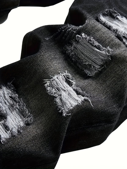 A Trendy Men's -style Distressed Skinny Jeans with Stretch