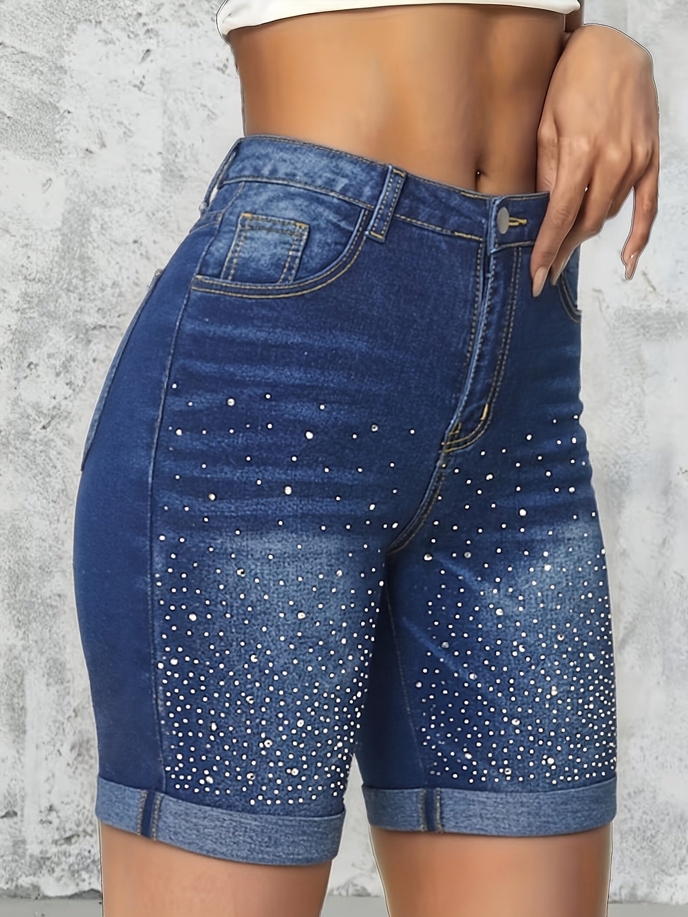 Women's Medium Blue Denim Denim Shorts - product view 2
