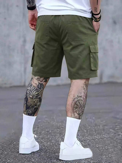 2pcs Men's Cargo Shorts, Multi-Pocket Loose Fit Utility Shorts, Durable Outdoor Hiking Tactical Shorts, Summer Casual Relaxed Fit Work Shorts with Flap Pockets